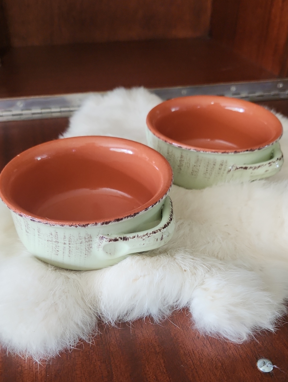 De Silva Mint Green & Terracotta Glazed Soup Bowls - Set of 2